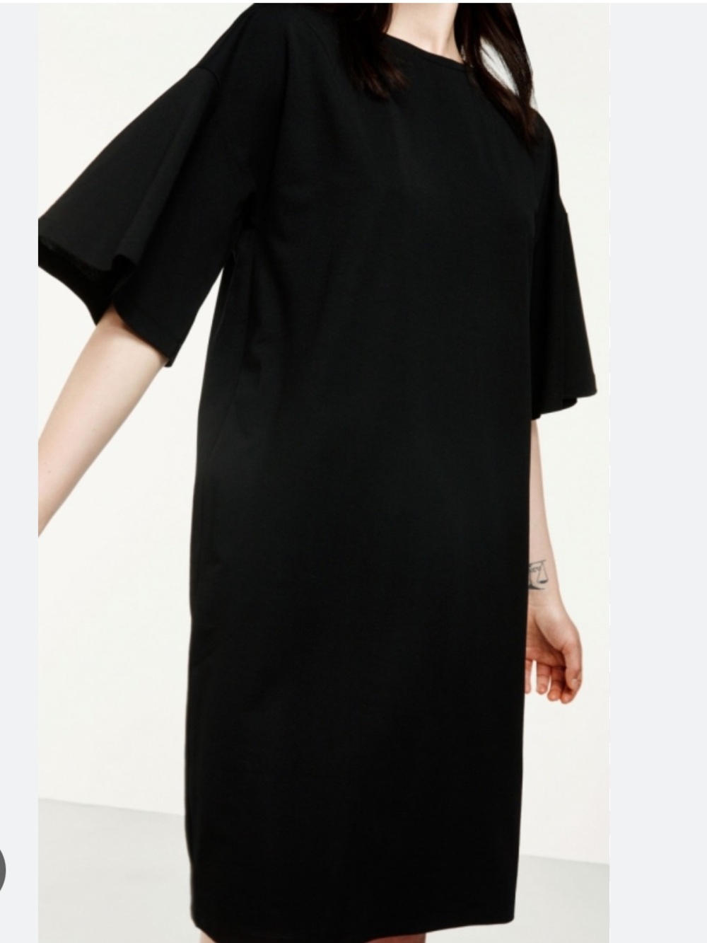 Marimekko Black Oversized black midi length Dress size L - Picture 1 of 8
